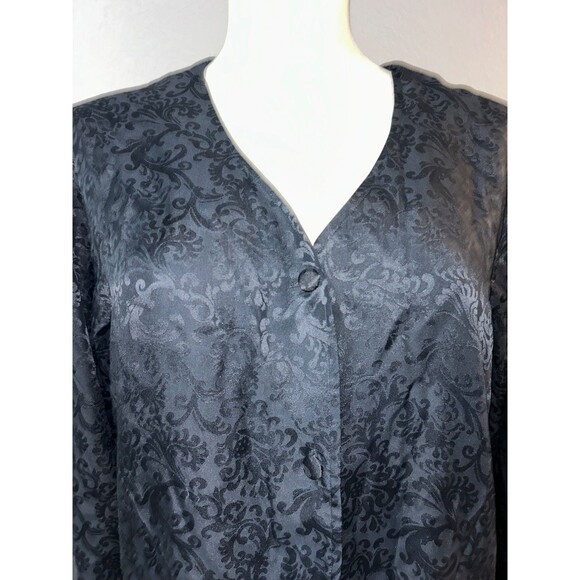 Jack Mulqueen Women’s Vintage Silk Satin Button Up Sleep Shirt size S Navy Blue - Picture 2 of 7
